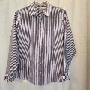 Chico's No-Iron CoolMax Top, Size 10 (M) Chico's Size 1.5, Orchid & White Stripe